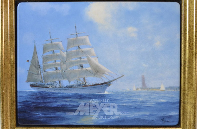 Porzellan - Bild '' Gorch Fock vor Kiel ''