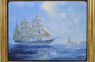 Porzellan - Bild '' Gorch Fock vor Kiel ''
