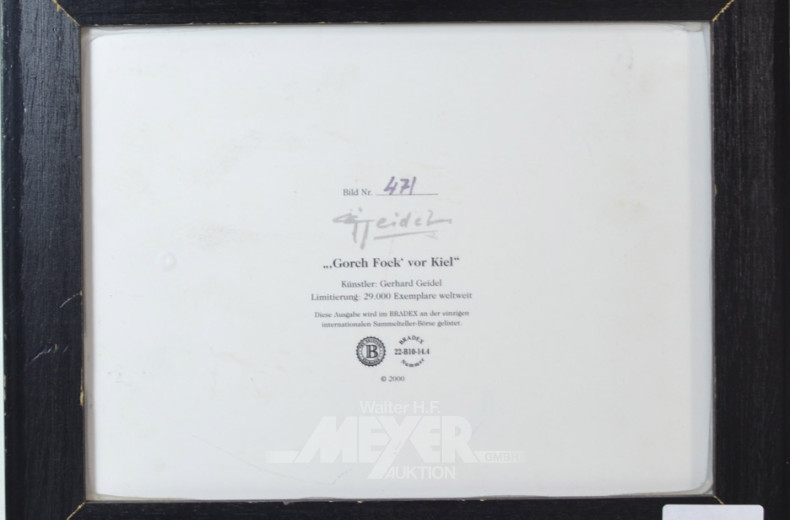 Porzellan - Bild '' Gorch Fock vor Kiel ''