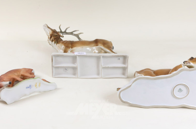 3 Porz.-Figurengruppen ''Rehe''