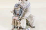 Porz-Figurengruppe ''Pierrot mit Kind'',