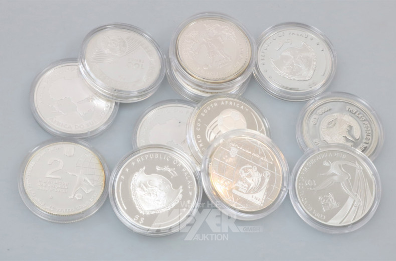 12 Silbermünzen div. Länder