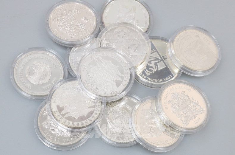 13 Silbermünzen div. Länder