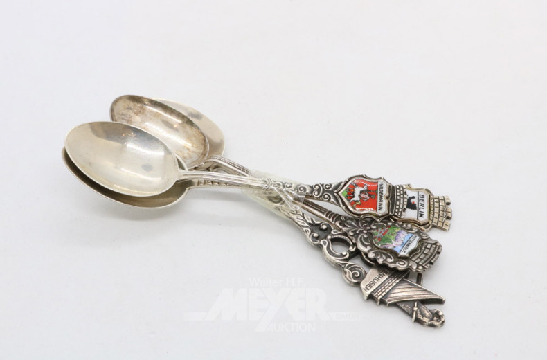 4 Wappen-Mokkalöffel, Silber