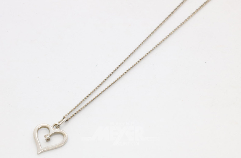 Kette, 333er WG, mit Herzanhänger,