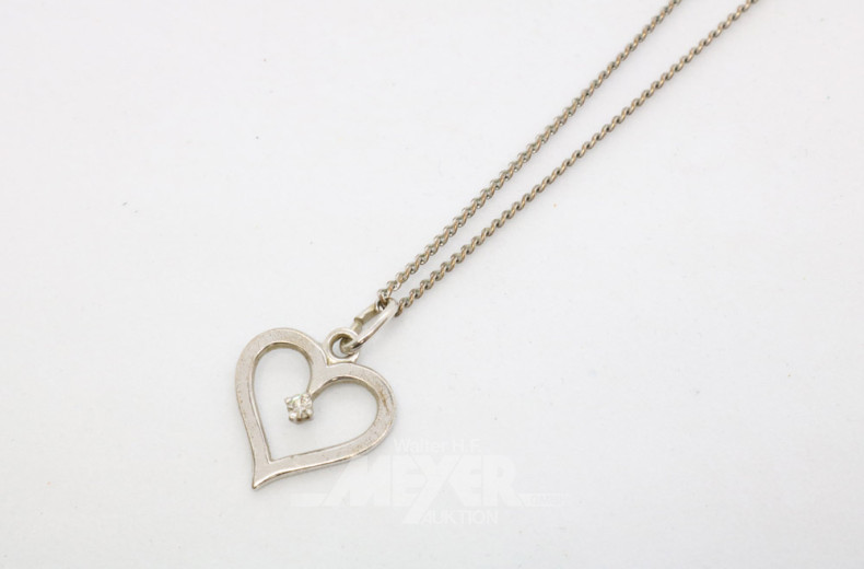 Kette, 333er WG, mit Herzanhänger,