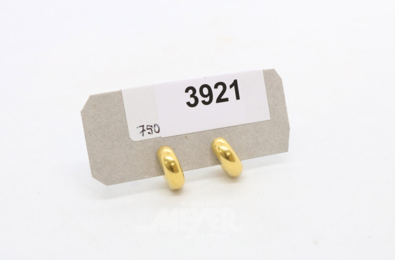 Paar Creolen, 750er GG, ca. 10 g.