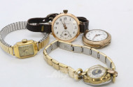 3 Damenarmbanduhren, 1 Anhängeruhr