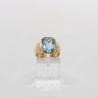 breiter Ring, 585er GG, mit 1 blauen