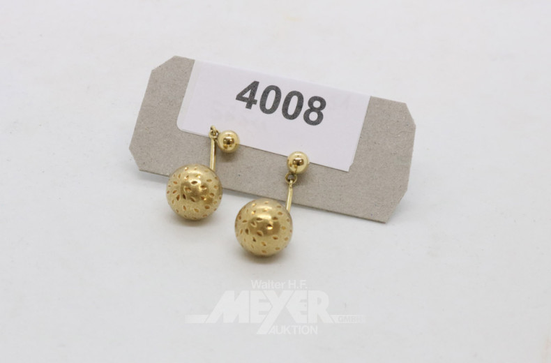 Paar Ohrgehänge ''Kugeln'' 585er GG