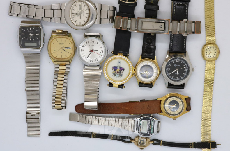 15 div. Damen-, Herren- und Taschenuhren
