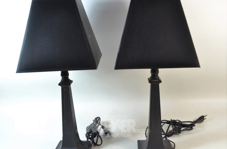 Tischlampenpaar, braun mit schwarzem