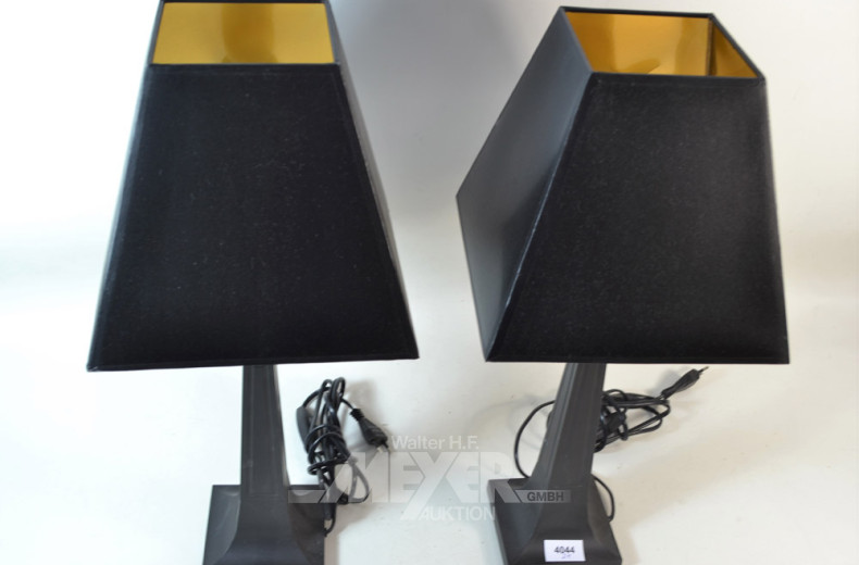 Tischlampenpaar, braun mit schwarzem
