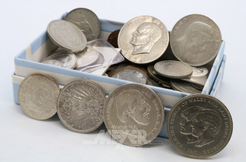 14 versch. Münzen, teilw. Silber, u. a.