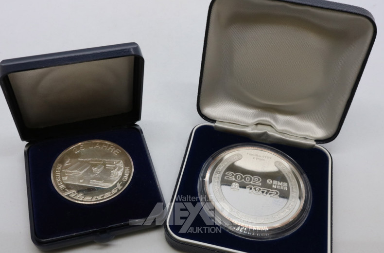 4 Gedenkmedaillen, Silber sowie