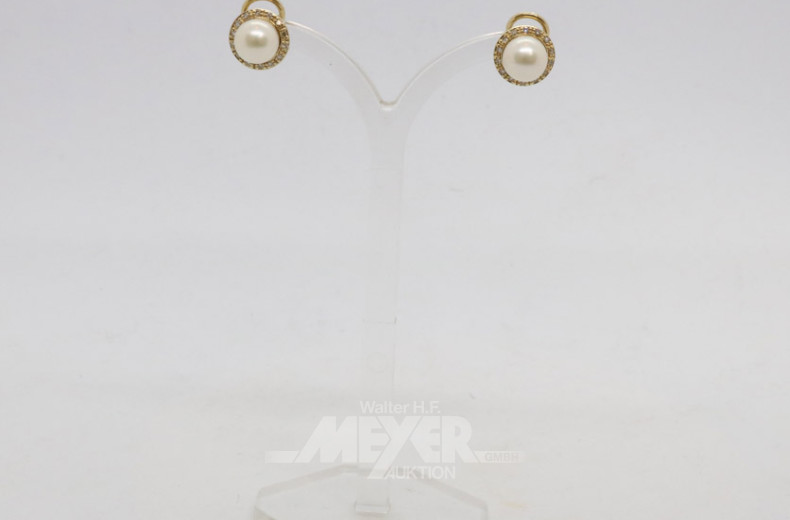 Paar Ohrclips, 585er GG, mit je