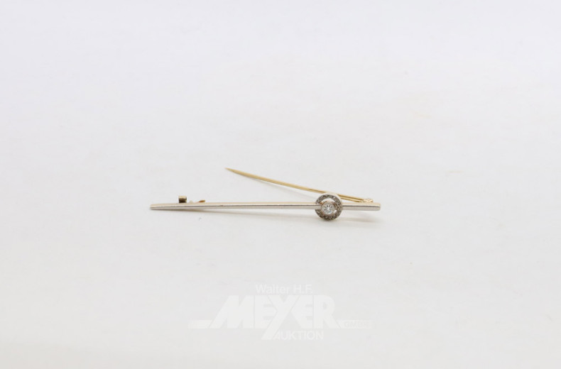 Stabnadel, 585er GG/WG, besetzt mit