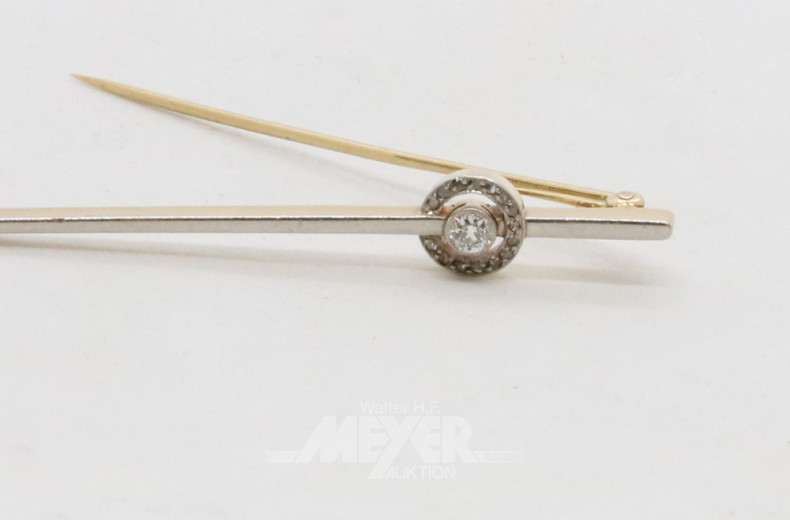 Stabnadel, 585er GG/WG, besetzt mit