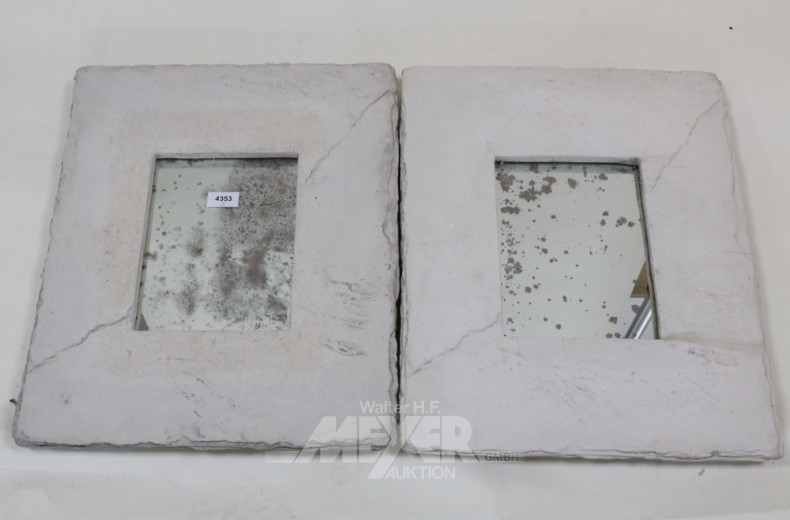 2 Beton-Wandspiegel, je 40 x 40 cm