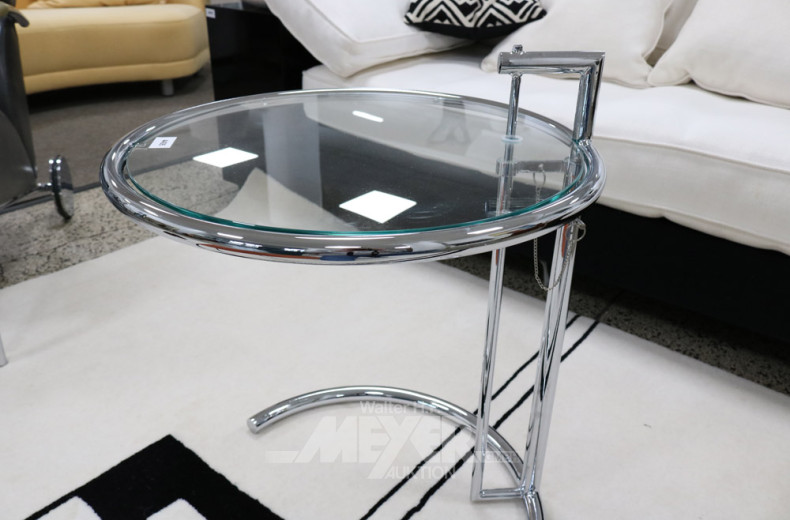 Beistelltisch, Chrom, mit Glasplatte,