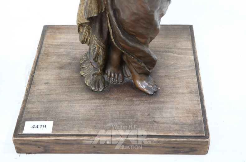 Zinkgußfigur ''Dame'' auf Holzsockel