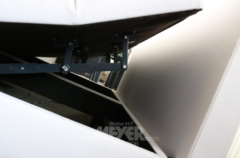 Doppelbett mit Motorrahmen, Bezug beige