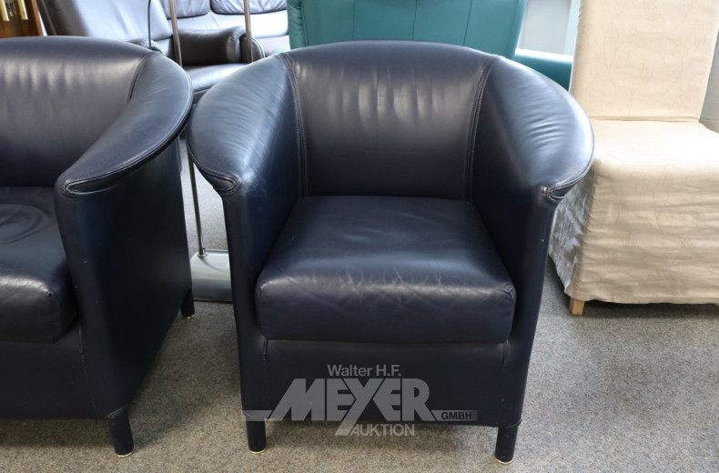 2 Cocktailsessel, Leder blau