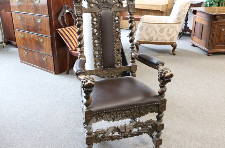 Armlehn-Hallensessel, Eiche dunkel,