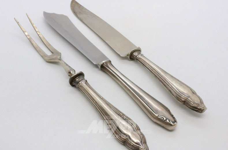 Jagdbesteck, 2-teilig, Silber,