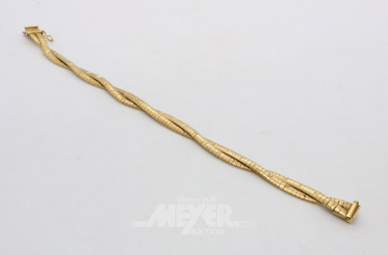 Armband, 750er GG, 2-reihig geflochten