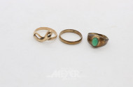 3 Damenringe, 333er GG, teilw. mit