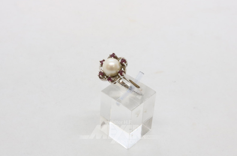 Damenring, 585er WG, mit 1 Perle