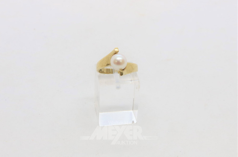 Damenring, 585er GG, mit 1 Perle