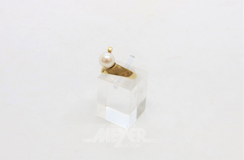 Damenring, 585er GG, mit 1 Perle