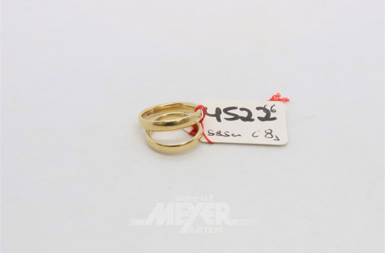 2 Trauringe, 585er GG, ca. 8 gr.