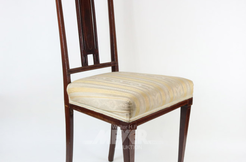 Einzelstuhl, Mahagoni, Bezug gestreift