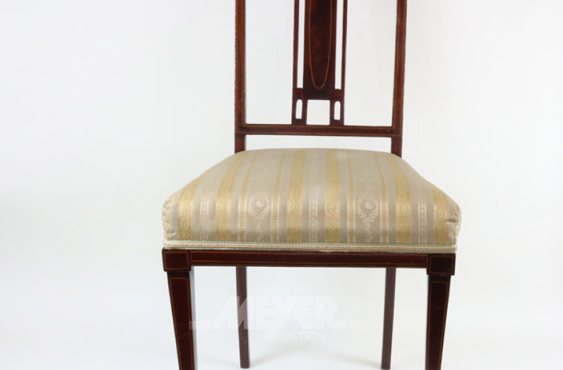 Einzelstuhl, Mahagoni, Bezug gestreift