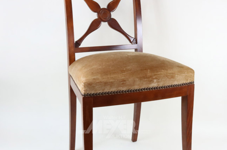 4 Polsterstühle, Mahagoni, Bezug Velours