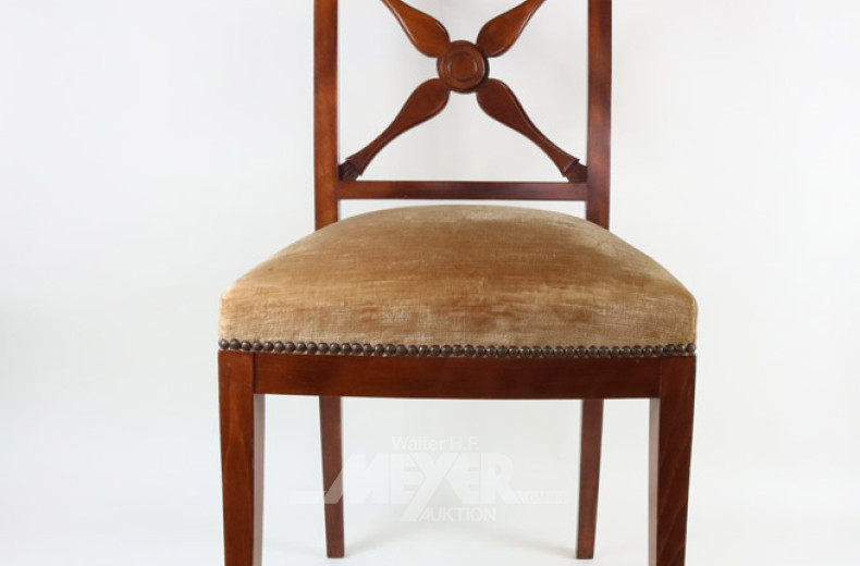 4 Polsterstühle, Mahagoni, Bezug Velours