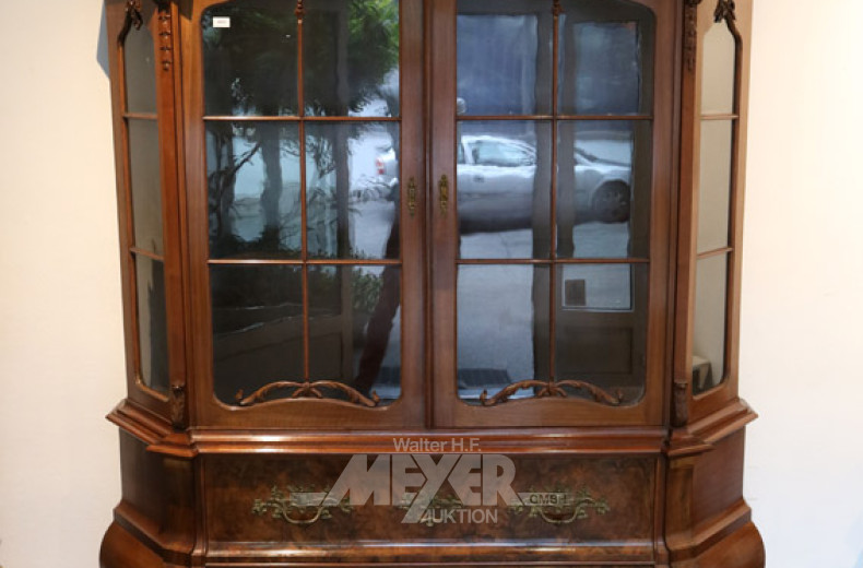 Barock-Stil-Vitrine, 20. Jh., Mahagoni