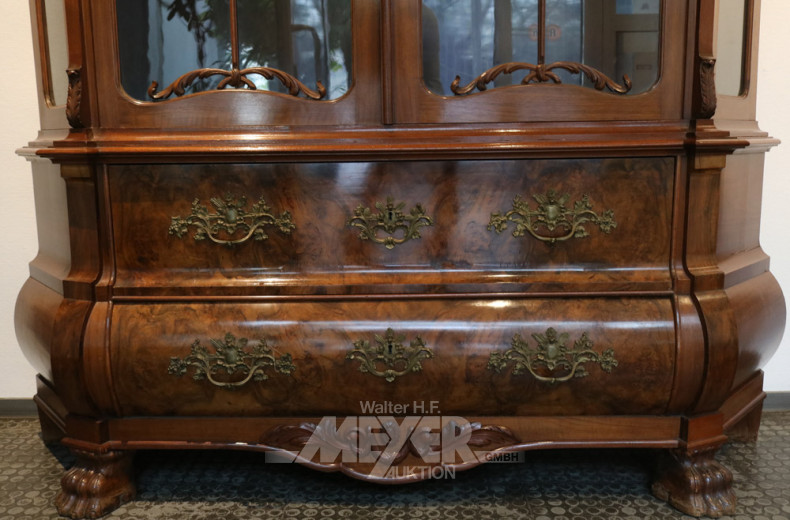 Barock-Stil-Vitrine, 20. Jh., Mahagoni