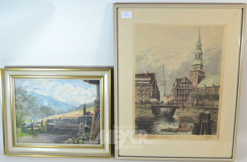 3 versch. Bilder ''Hmb. Zollkanal,