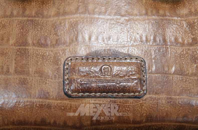 Beautycase, bez. Aigner, Leder braun