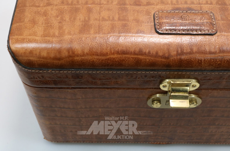Beautycase, bez. Aigner, Leder braun