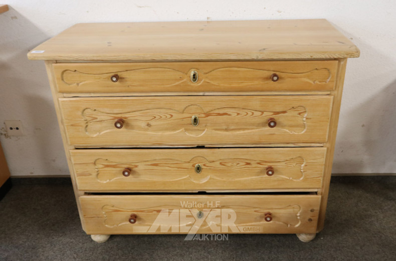 Weichholz-Kommode, 4 Züge
