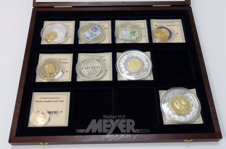 3 Münzkästen mit europäischen Münzen,