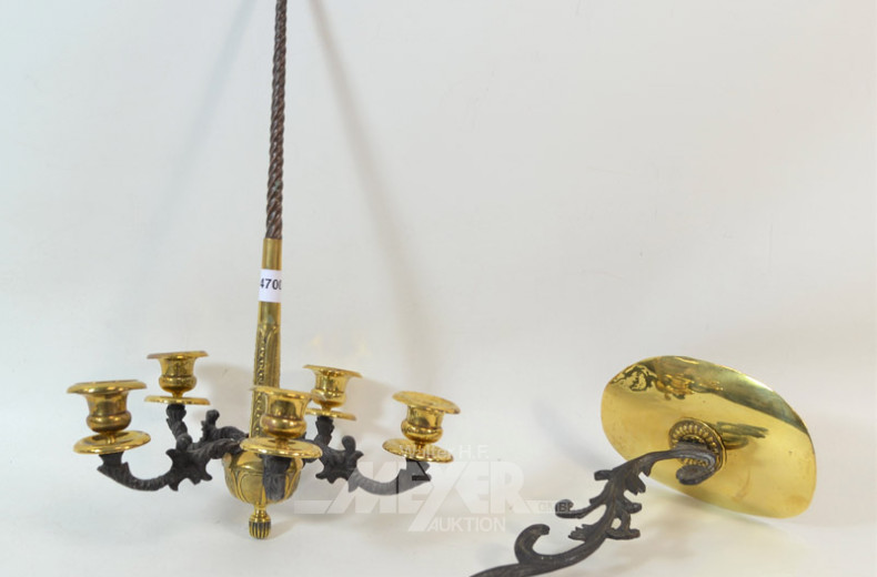 Wandlampe, Messing/Metall, 2-teilig