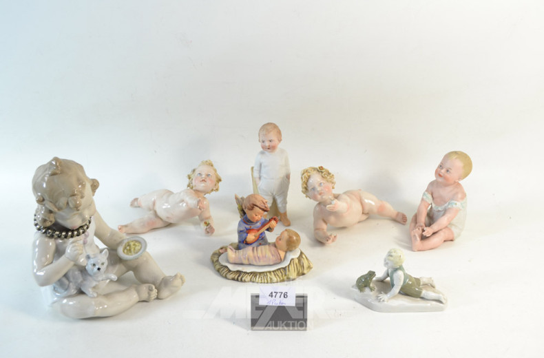 7 Porz.-Figuren: Kinder, teilw. bestoßen