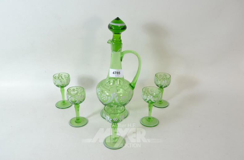 Glas-Likörservice, grün: