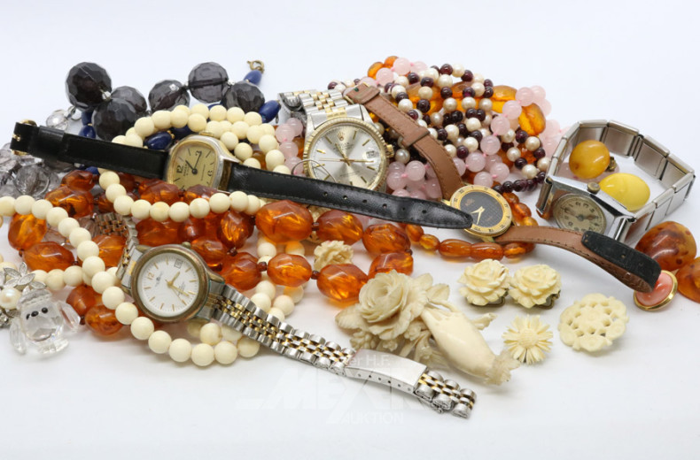 Posten versch. Modeschmuck und Uhren: